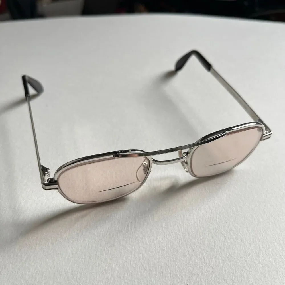 VTG Z87 ADEN USA Safety Glasses Pink Tint Bifocal Slvr Metal Frame